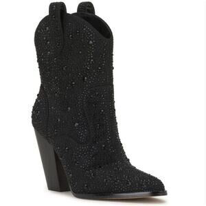 NEW Jessica Simpson Cissely Rhinestone Western Boots Women's Black Size 10